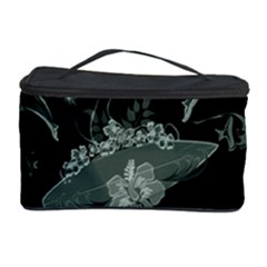 Surfboard With Dolphin, Flowers, Palm And Turtle Cosmetic Storage Case by FantasyWorld7