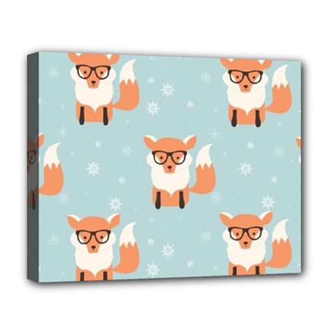 Cute Fox Pattern Deluxe Canvas 20  X 16   by Bigfootshirtshop