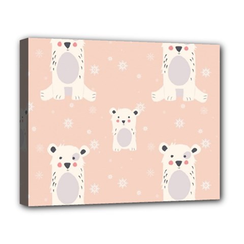 Cute Polar Bear Pattern Deluxe Canvas 20  X 16   by Bigfootshirtshop