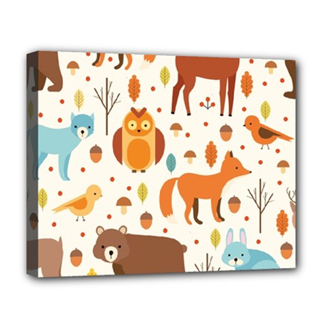 Woodland Friends Pattern Deluxe Canvas 20  X 16   by Bigfootshirtshop