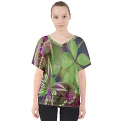 Arrangement Butterfly Aesthetics V-neck Dolman Drape Top by Celenk