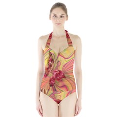 Arrangement Butterfly Aesthetics Halter Swimsuit by Celenk