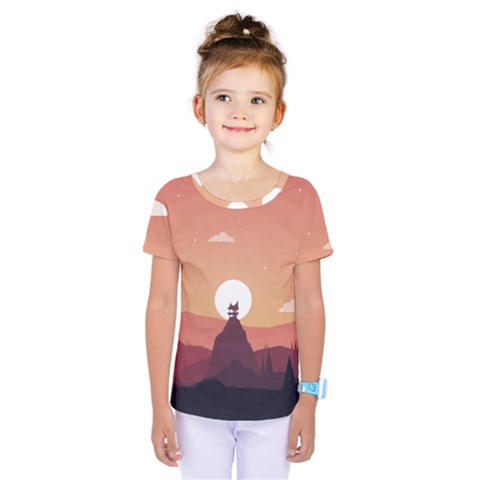 Design Art Hill Hut Landscape Kids  One Piece Tee by Celenk