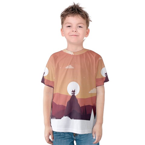 Design Art Hill Hut Landscape Kids  Cotton Tee by Celenk