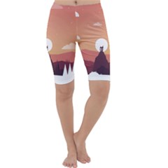 Design Art Hill Hut Landscape Cropped Leggings  by Celenk