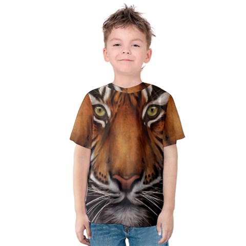 The Tiger Face Kids  Cotton Tee by Celenk