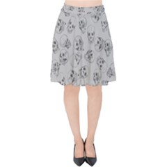 A Lot Of Skulls Grey Velvet High Waist Skirt by jumpercat