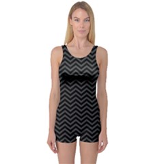 Dark Chevron One Piece Boyleg Swimsuit by jumpercat