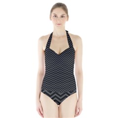 Dark Chevron Halter Swimsuit by jumpercat