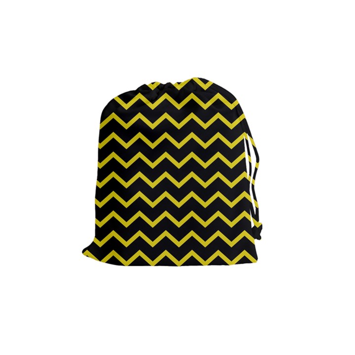 Yellow Chevron Drawstring Pouches (Medium) 