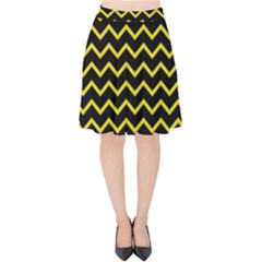 Yellow Chevron Velvet High Waist Skirt by jumpercat