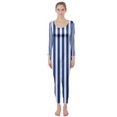 Blue Stripes Long Sleeve Catsuit by jumpercat