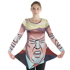 Donald Trump Pop Art President Usa Long Sleeve Tunic  by BangZart