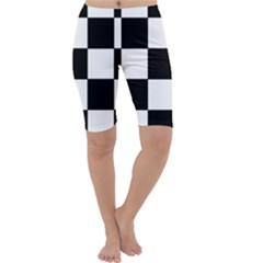 Grid Domino Bank And Black Cropped Leggings  by BangZart