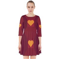 Heart Red Yellow Love Card Design Smock Dress by BangZart