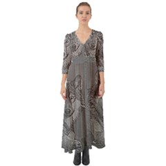 Wolf Forest Animals Button Up Boho Maxi Dress by BangZart