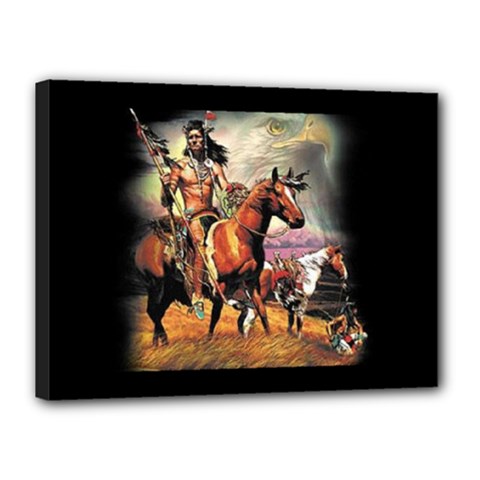 Native American Indian Spirit Hunters Canvas 16  X 12  (framed) by Bigfootshirtshop