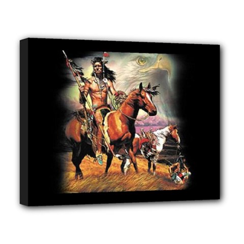 Native American Indian Spirit Hunters Deluxe Canvas 20  X 16  (framed) by Bigfootshirtshop