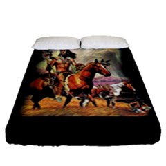 Native American Indian Spirit Hunters Fitted Sheet (queen Size) by Bigfootshirtshop