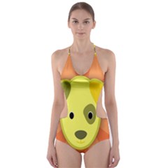 Adoption Animal Bark Boarding Cut-out One Piece Swimsuit by Celenk