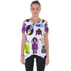 Space Clip Art Aliens Space Craft Cut Out Side Drop Tee by Celenk