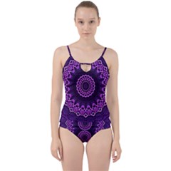 Mandala Purple Mandalas Balance Cut Out Top Tankini Set by Celenk