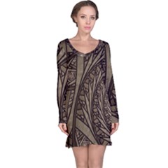 Abstract Pattern Graphics Long Sleeve Nightdress by Celenk