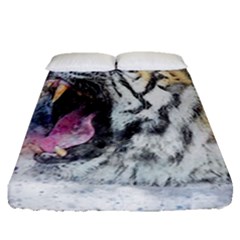 Tiger Roar Animal Art Abstract Fitted Sheet (queen Size) by Celenk