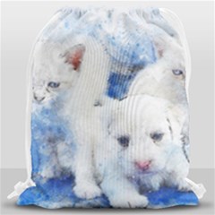 Dog Cats Pet Art Abstract Drawstring Bag (large) by Celenk