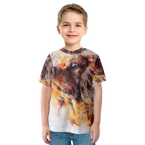 Dog Animal Pet Art Abstract Kids  Sport Mesh Tee by Celenk