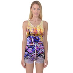 Fruit Plums Art Abstract Nature One Piece Boyleg Swimsuit by Celenk