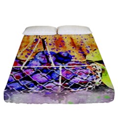 Fruit Plums Art Abstract Nature Fitted Sheet (california King Size) by Celenk