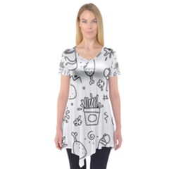 Set Chalk Out Scribble Collection Short Sleeve Tunic  by Celenk