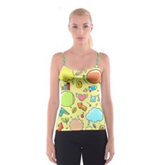 Cute Sketch Child Graphic Funny Spaghetti Strap Top by Celenk