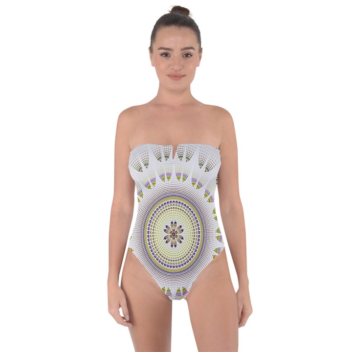 Mandala Fractal Decorative Tie Back One Piece Swimsuit