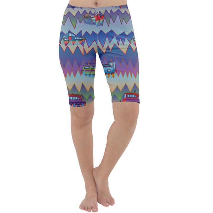 Zig zag boats Cropped Leggings 