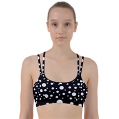 White On Black Polka Dot Pattern Line Them Up Sports Bra by LoolyElzayat