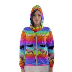 Horses In Rainbow Hooded Wind Breaker (women) by CosmicEsoteric