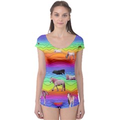 Horses In Rainbow Boyleg Leotard  by CosmicEsoteric