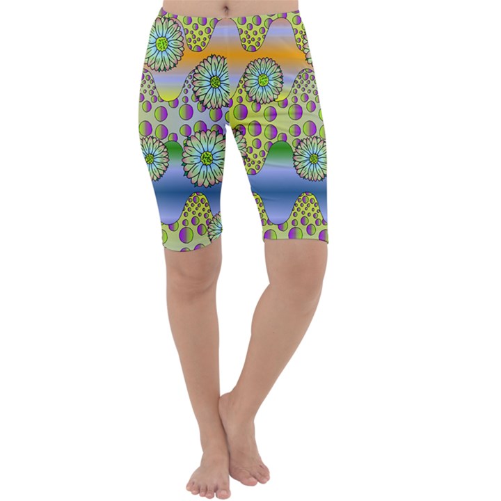 Amoeba Flowers Cropped Leggings 