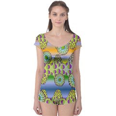 Amoeba Flowers Boyleg Leotard  by CosmicEsoteric