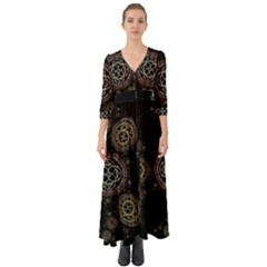 Background Pattern Symmetry Button Up Boho Maxi Dress by Celenk