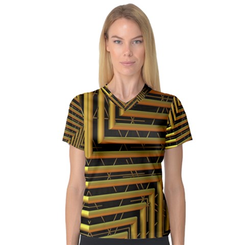 Modern Art Sculpture Architecture V-neck Sport Mesh Tee by Celenk