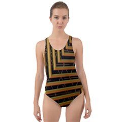 Modern Art Sculpture Architecture Cut-out Back One Piece Swimsuit by Celenk