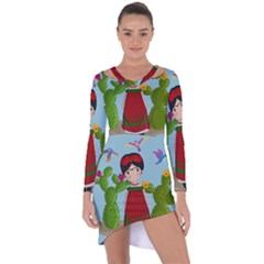 Frida Kahlo Doll Asymmetric Cut-out Shift Dress by Valentinaart