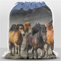 Horses Stampede Nature Running Drawstring Bag (large) by Celenk