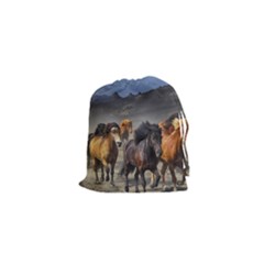 Horses Stampede Nature Running Drawstring Pouches (xs)  by Celenk