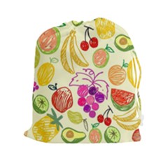 Cute Fruits Pattern Drawstring Pouches (xxl) by paulaoliveiradesign