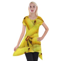 Yellow Banana Fruit Vegetarian Natural Short Sleeve Side Drop Tunic by Celenk