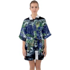 Earth Internet Globalisation Quarter Sleeve Kimono Robe by Celenk